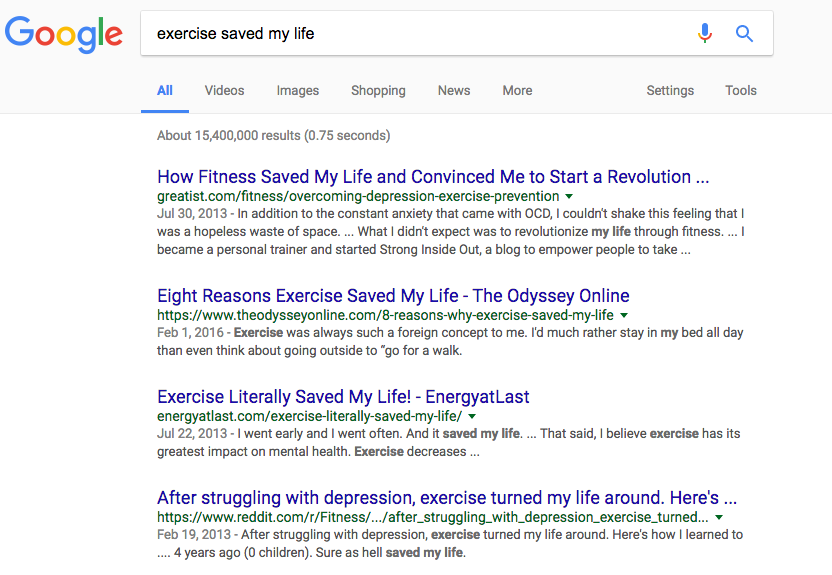 Exercise saved my life